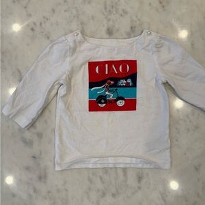 Janie and Jack White Long Sleeve Tee with Red Graphic